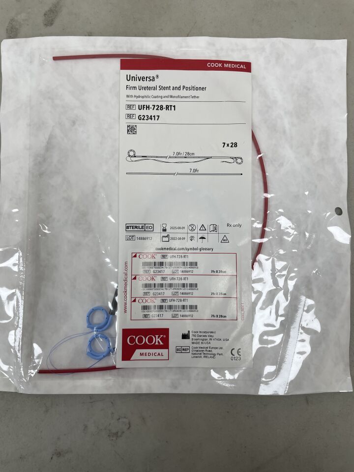 G23417 - COOK - Universa Firm Ureteral Stent & Positioner and Tether 7F x 28cm, (EA) - ( Expiry Date: 2025-08-09 )