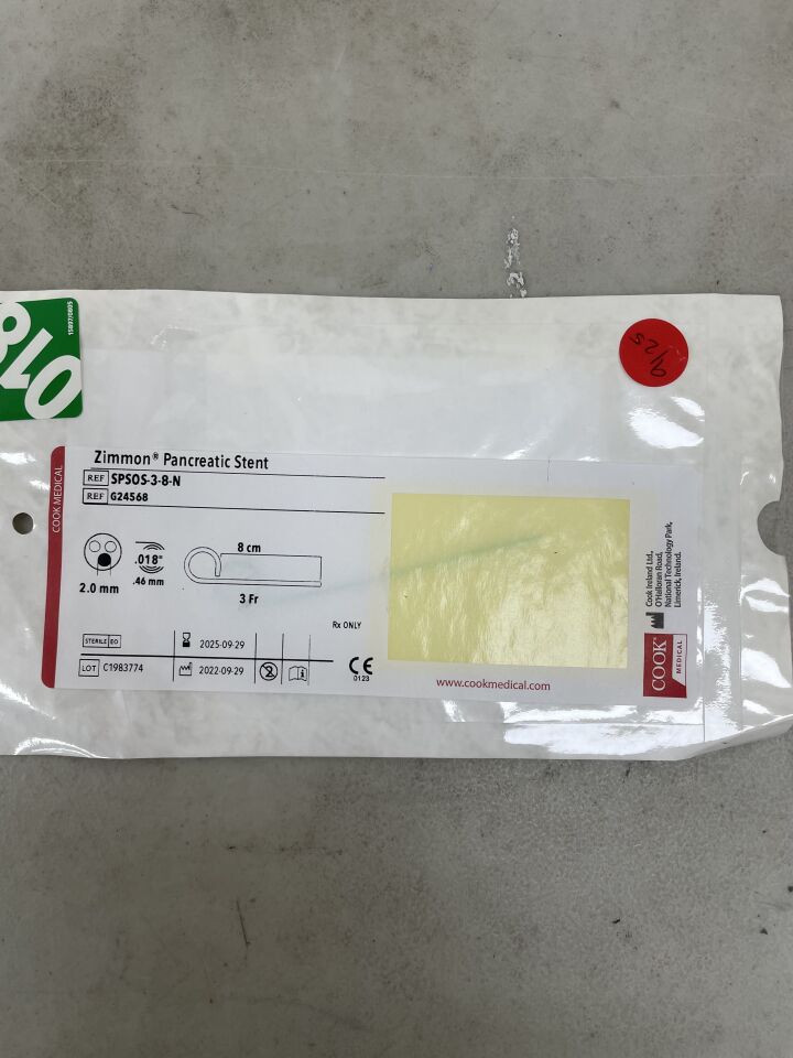 G24568 - COOK - Zimmon Pancreatic Stent - 3Fr x 8cm, (EA) - ( Expiry Date: 2025-09-29 )