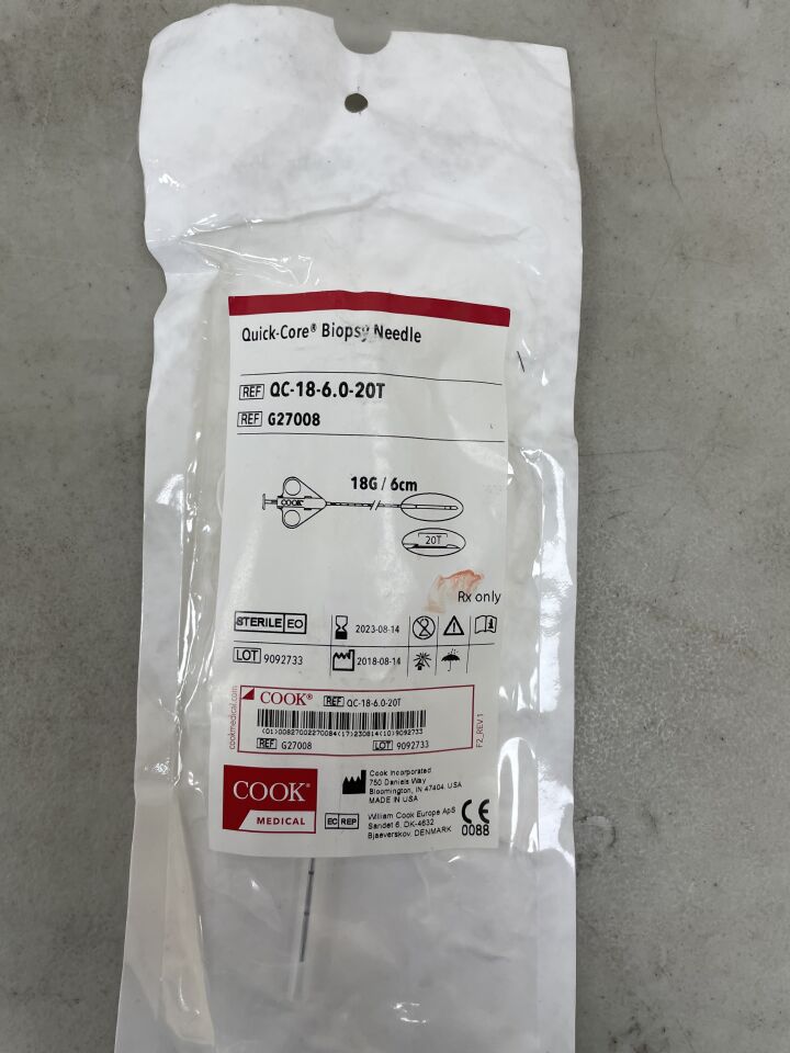 G27008 - COOK - Quick-Core Biopsy Needle - 18G x 6cm, (EA) - ( Expiry Date: 2023-08-14 )