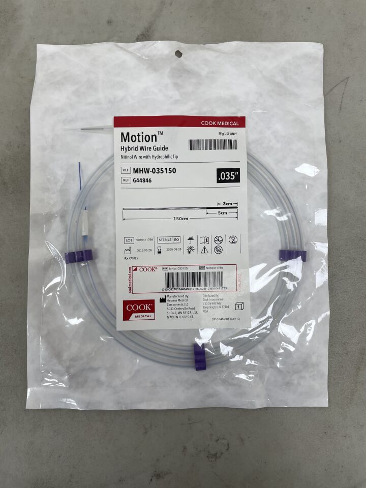 G44846 - COOK - Motion Hybrid Nitinol Wire Guide with Hydrophilic Tip - MHW-035150 - .035" x 150cm, (EA) - ( Expiry Date: 2025-06-28 )