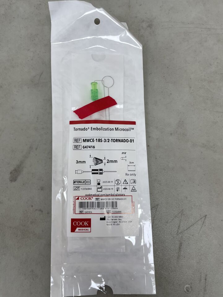 G47416 - COOK - Tornado Platinum Embolization Coil, 2 cm Extended Embolus Length, (EA) - ( Expiry Date: 2025-08-19 )