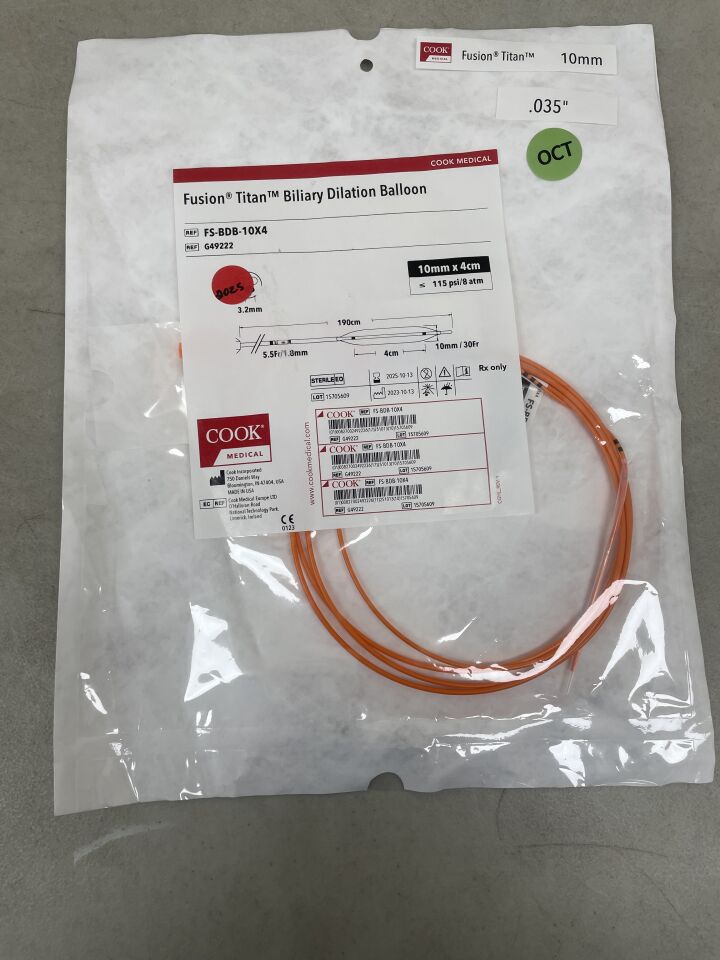 G49222 - COOK - Fusion Titan Biliary Dilation Balloon 10mm x 4cm, (EA) - ( Expiry Date: 2025-10-13 )