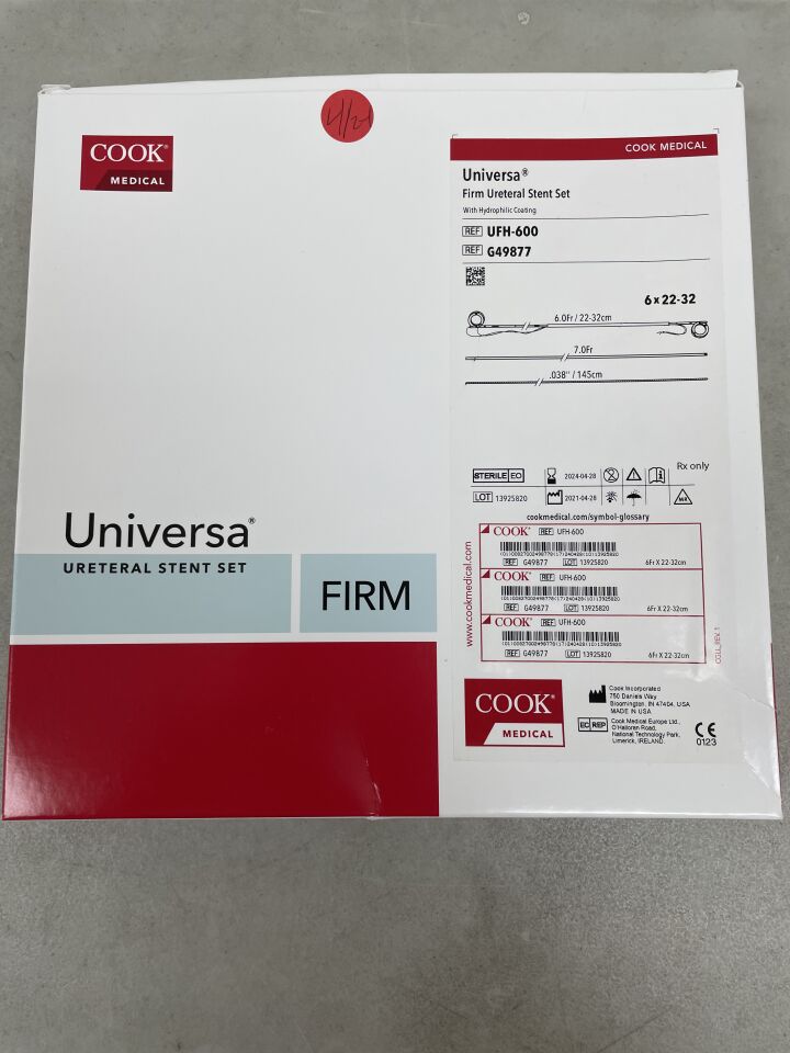 G49877 - COOK - Universa Firm Ureteral Stent Set, 6F x 22-32cm, (BX/1) - ( Expiry Date: 2024-04-28 )