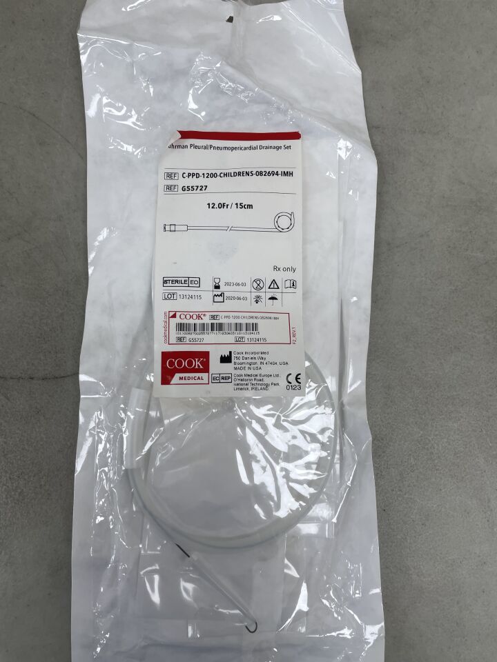 G55727 - COOK - Fuhrman Pleural/Pneumopericardial Drainage Set 12F x 15cm, (EA) - ( Expiry Date: 2023-06-03 )