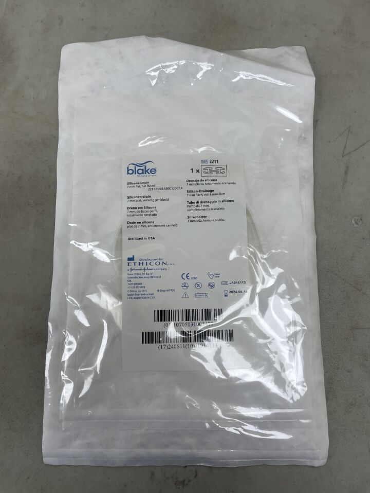 2211 - ETHICON - blake silicone drain, 7 mm flat, full fluted, (EA) - ( Expiry Date: 2024-06-11 )