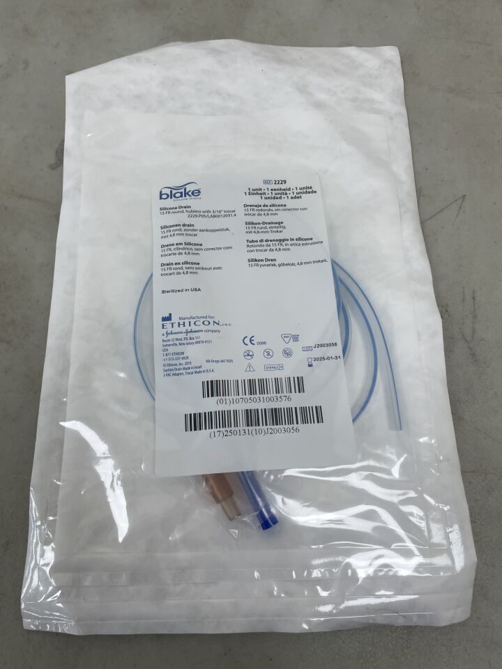 2229 - ETHICON - Blake Round Hubless Silicone Drains, 15Fr, (EA) - ( Expiry Date: 2025-01-31 )