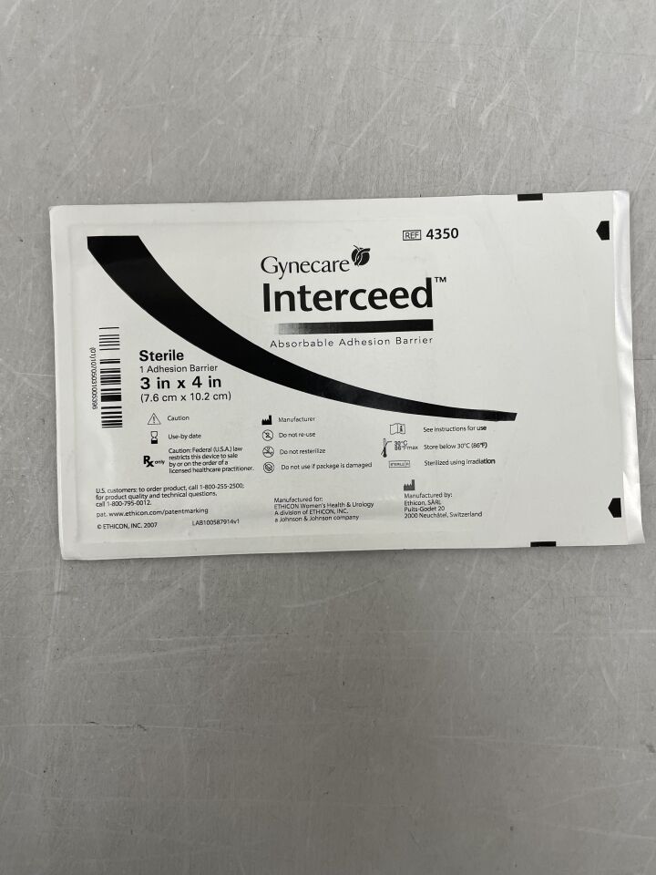 4350 - ETHICON - Gynecare Interceed Absorbable Adhesion Barrier, 3 x 4 in., (EA) - ( Expiry Date: 2024-06-30 )