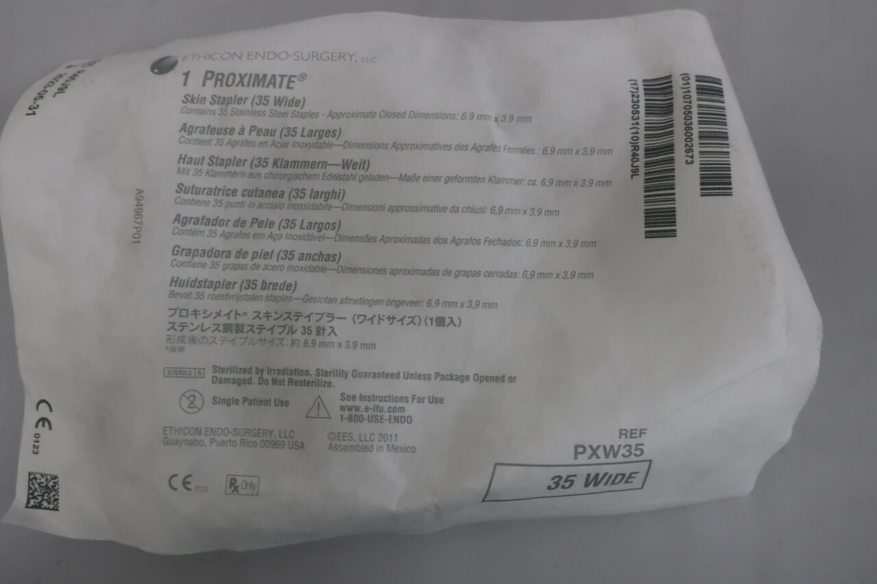 PXW35 - ETHICON - Proximate Wide Fixed Head Skin Stapler with Multi-Directional Release, 0.58 Staple Wire Diameter, (EA) - ( Expiry Date: 2024-11-30 )
