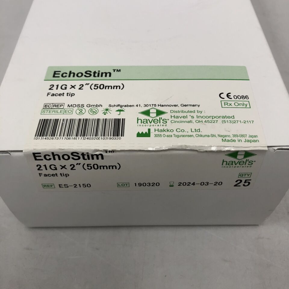 ES-2150 - HAKKO - Havel's EchoStim 21G x 2", Facet tip, (BX/25) - ( Expiry Date: 2025-07-09 )