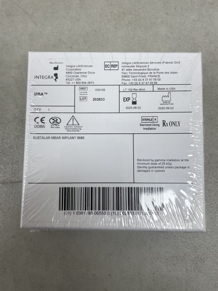 50108 - INTEGRA - Subtalar MBA, Implant 8mm, (BX/1) - ( Expiry Date: 2025-08-02 )