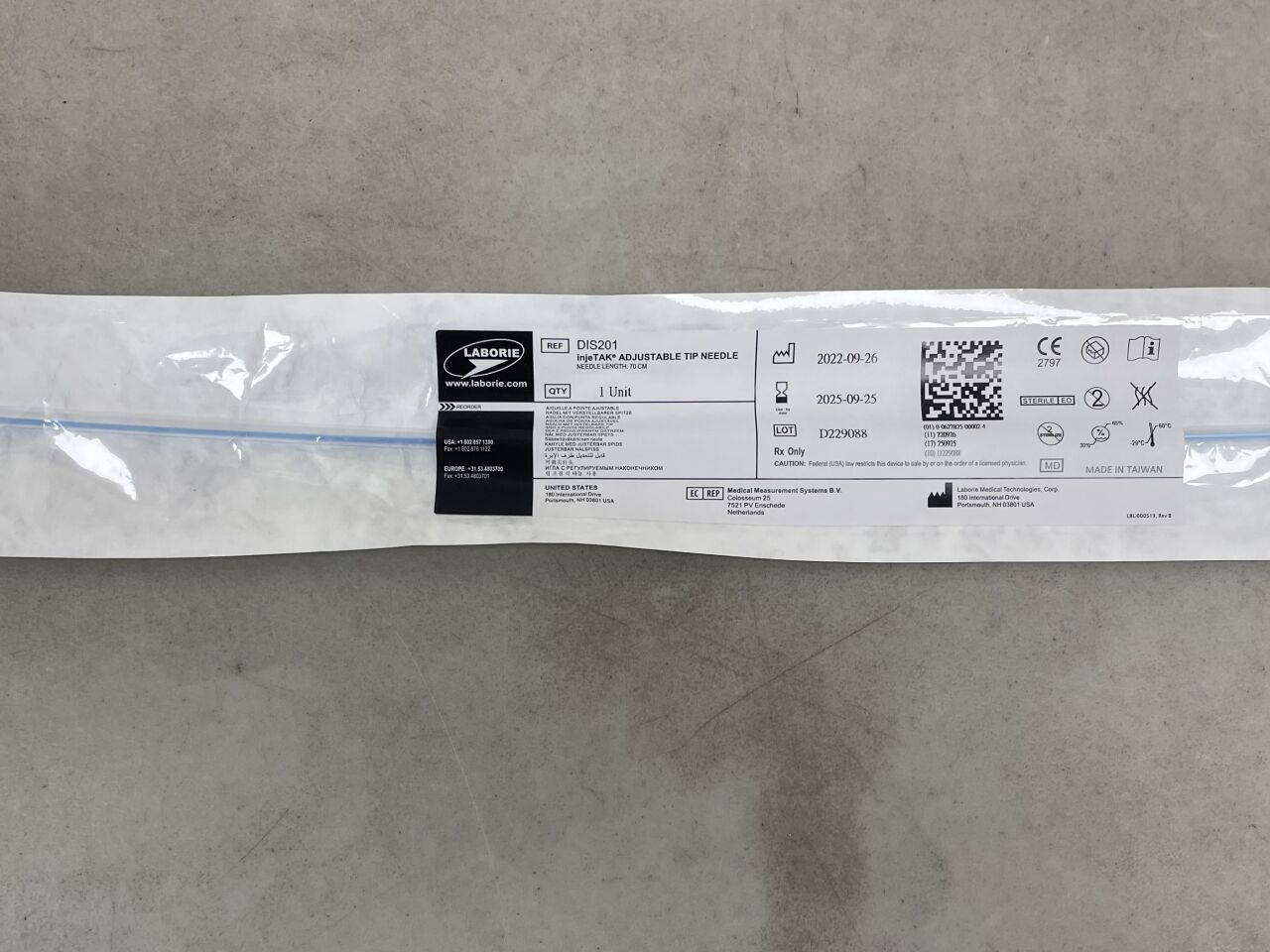 DIS201 - LABORIE - injeTAK Adjustable Tip Needle, 70cm, (EA) - ( Expiry Date: 2025-09-25 )