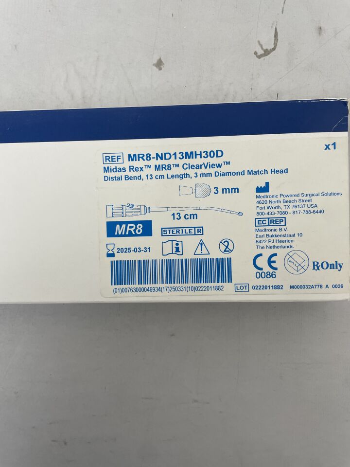 MR8-ND13MH30D - MEDTRONIC - Midas Rex Clearview Ball Distal Bend Dissecting Tool, 3 mm dia. x 13 cm Length, (BX/1) - ( Expiry Date: 2025-11-15 )