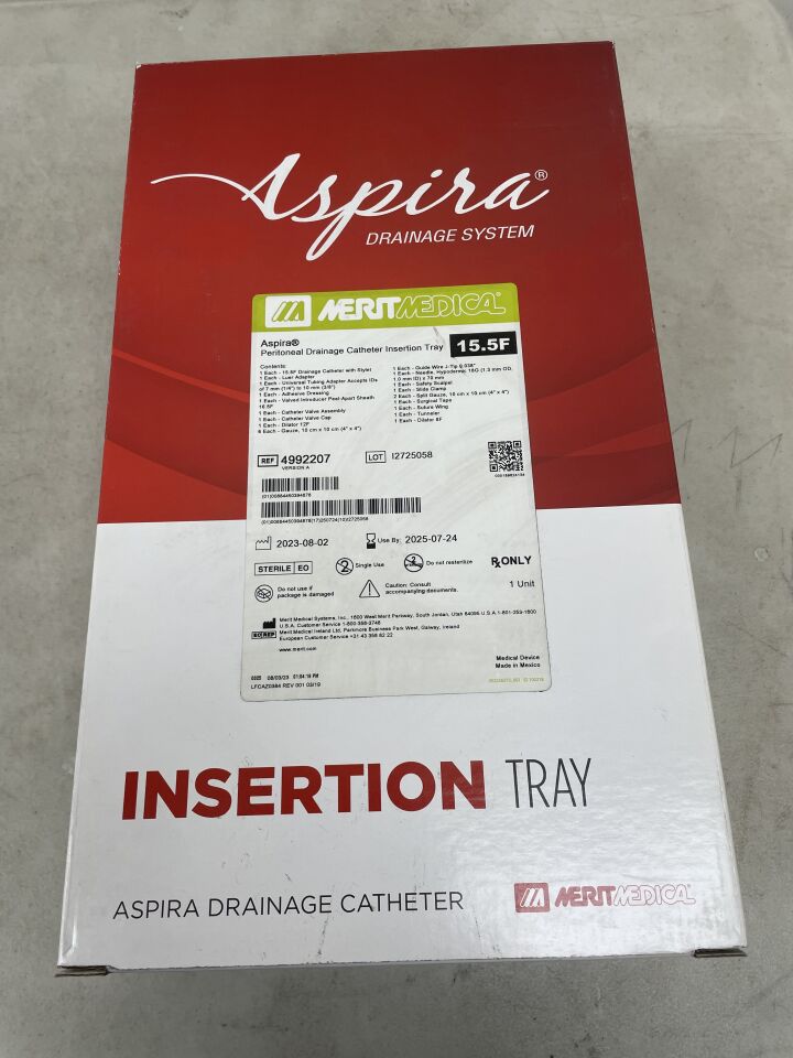 4992207 - MERIT MEDICAL - Aspira Peritoneal Drainage Catheter Insertion Tray ONLY, (BX/1) - ( Expiry Date: 2025-07-24 )