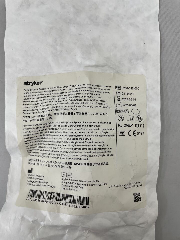 0206-547-000 - STRYKER - Femoral Canal Pressurizer Without Hub, Large, (EA) - ( Expiry Date: 2024-06-01 )