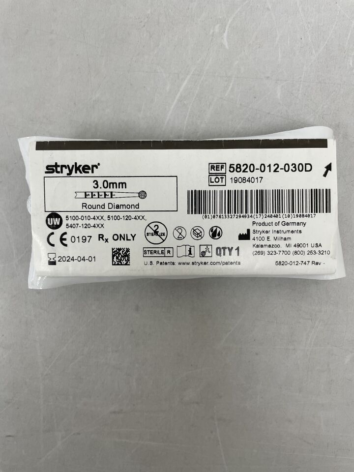5820-012-030D - STRYKER - Elite 3.0mm Round Diamond, (EA) - ( Expiry Date: 2025-09-01 )