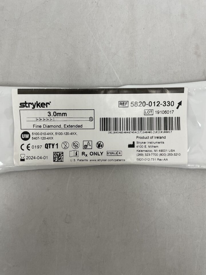 5820-012-330 - STRYKER - Elite Tapered Diamond Bur, Extended 3.0mm, (EA) - ( Expiry Date: 2025-09-01 )