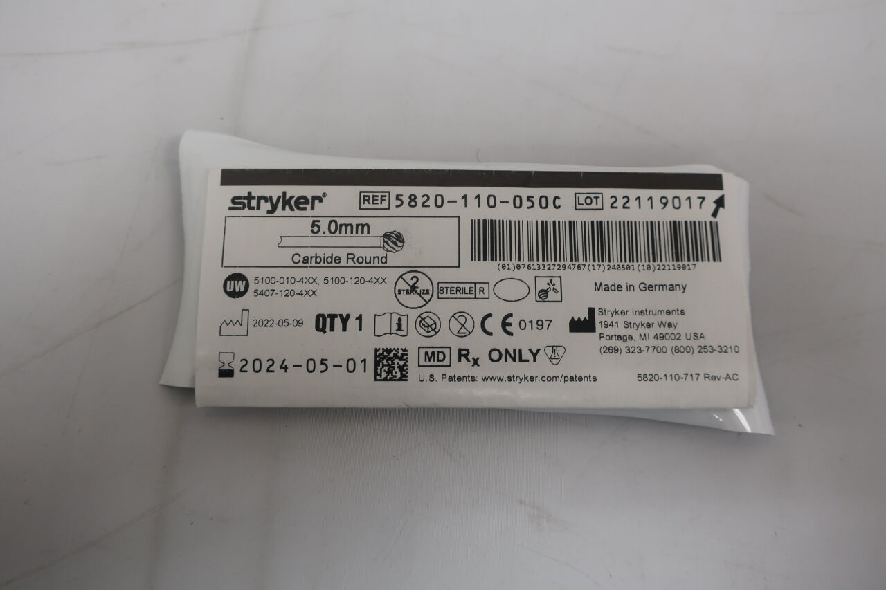 5820-110-050C - STRYKER - Carbide Round Bur, 5.0mm, (EA) - ( Expiry Date: 2025-12-01 )