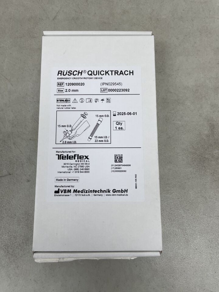 120900020 - TELEFLEX - Rusch QuickTrach Emergency Cricothyrotomy Device, 2.0mm, (BX/1) - ( Expiry Date: 2025-06-01 )