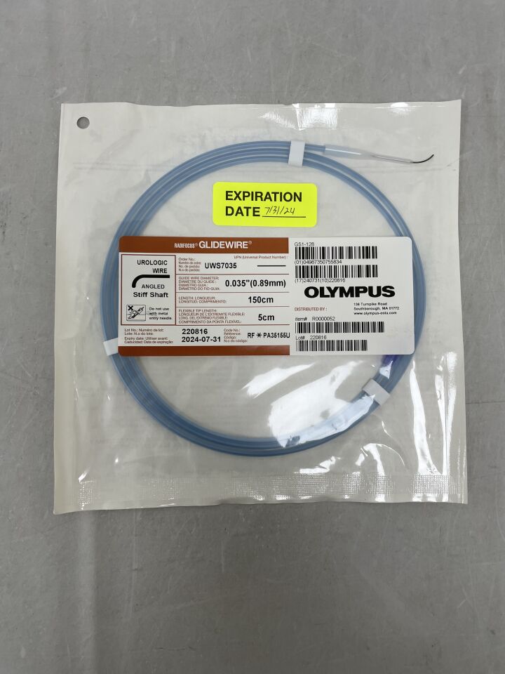 UWS7035 - TERUMO - Radiofocus Urological Glidewire: 0.035" x 150cm, Angled, Stiff Shaft, (EA) - ( Expiry Date: 2025-09-30 )