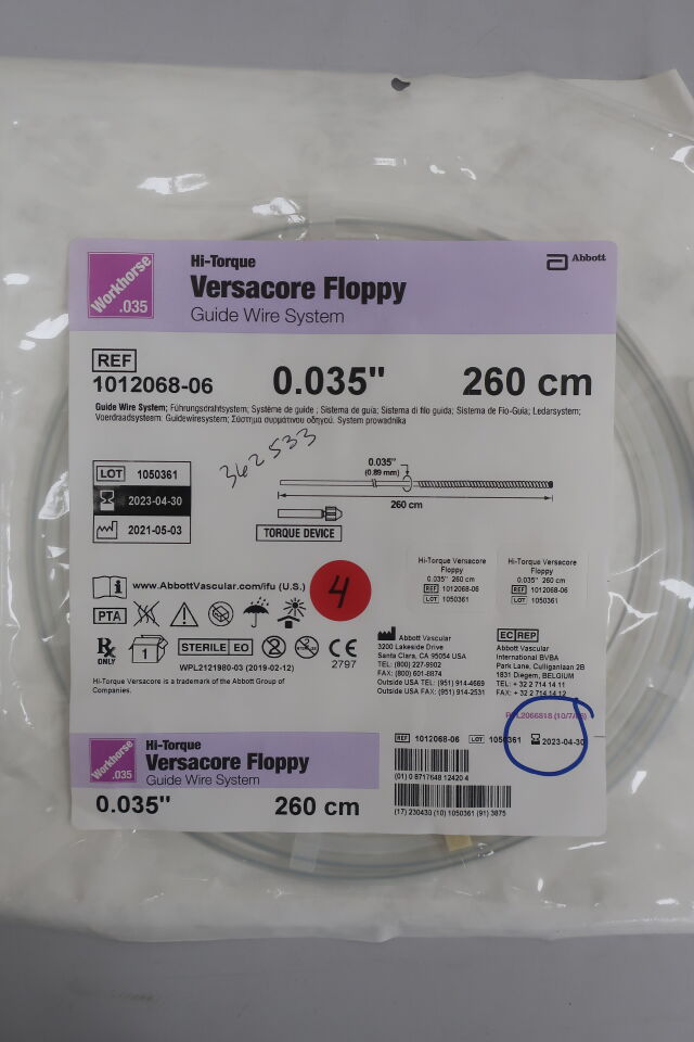 1012068-06 - ABBOTT - Hi-Torque Versacore Floppy Guide Wire System 260 cm, (EA) - ( Expiry Date: 2024-12-31 )