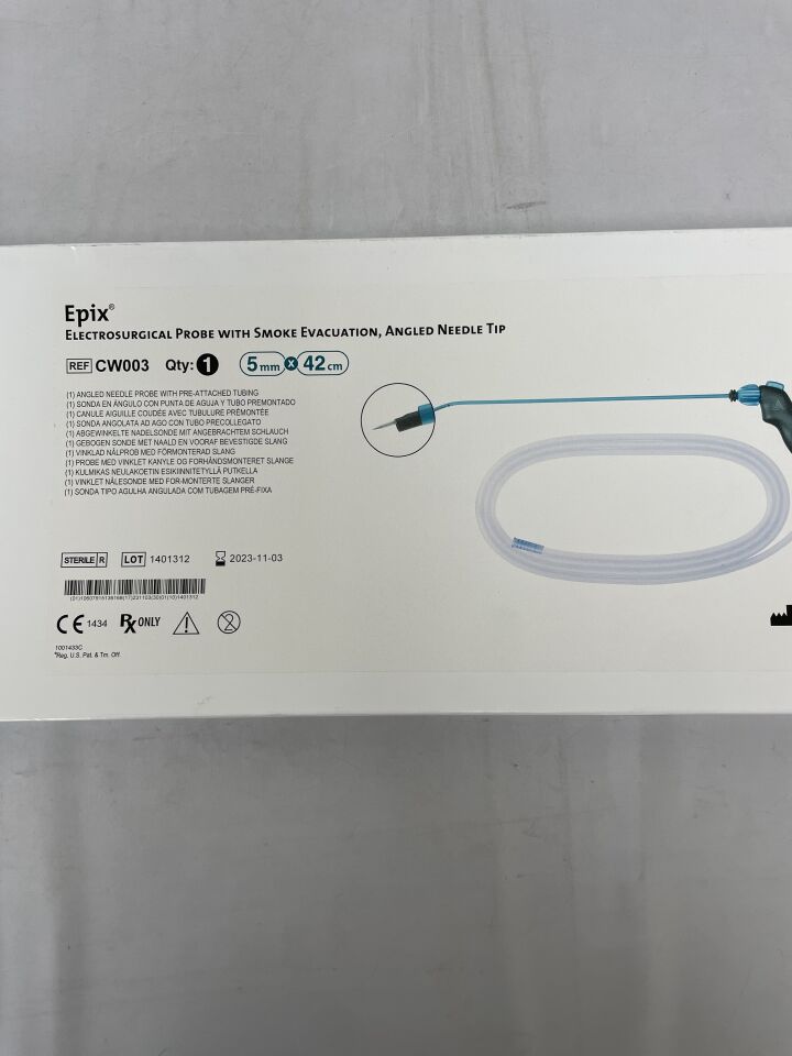 CW002 - APPLIED MEDICAL RESOURCES - EPIX ELECTROSURGICAL PROBE with SMOKE EVACUATION, 5 mm dia. x 42 cm Length, Angled L-Hook Tip, (BX/1) - ( Expiry Date: 2025-07-06 )