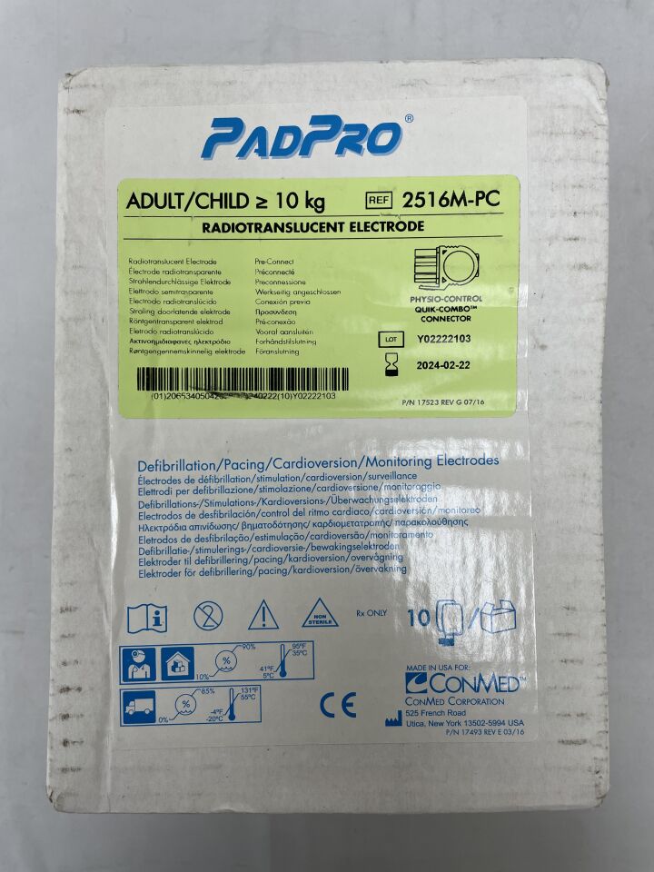 2516M-PC - CONMED - PadPro Multifunction Electrode Pad, Defibrillation / Pacing , (BX/10) - ( Expiry Date: 2024-02-22 )