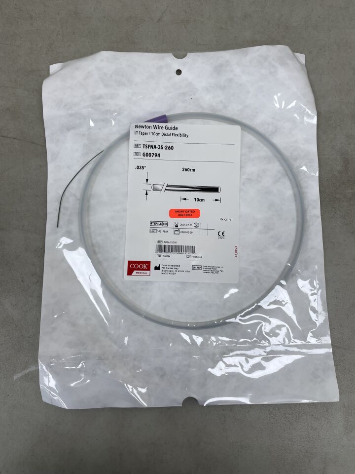 G00794 - COOK - Newton LT PTFE Guidewire, 10cm Taper, Straight 0.035" x 260cm, (EA) - ( Expiry Date: 2025-02-20 )