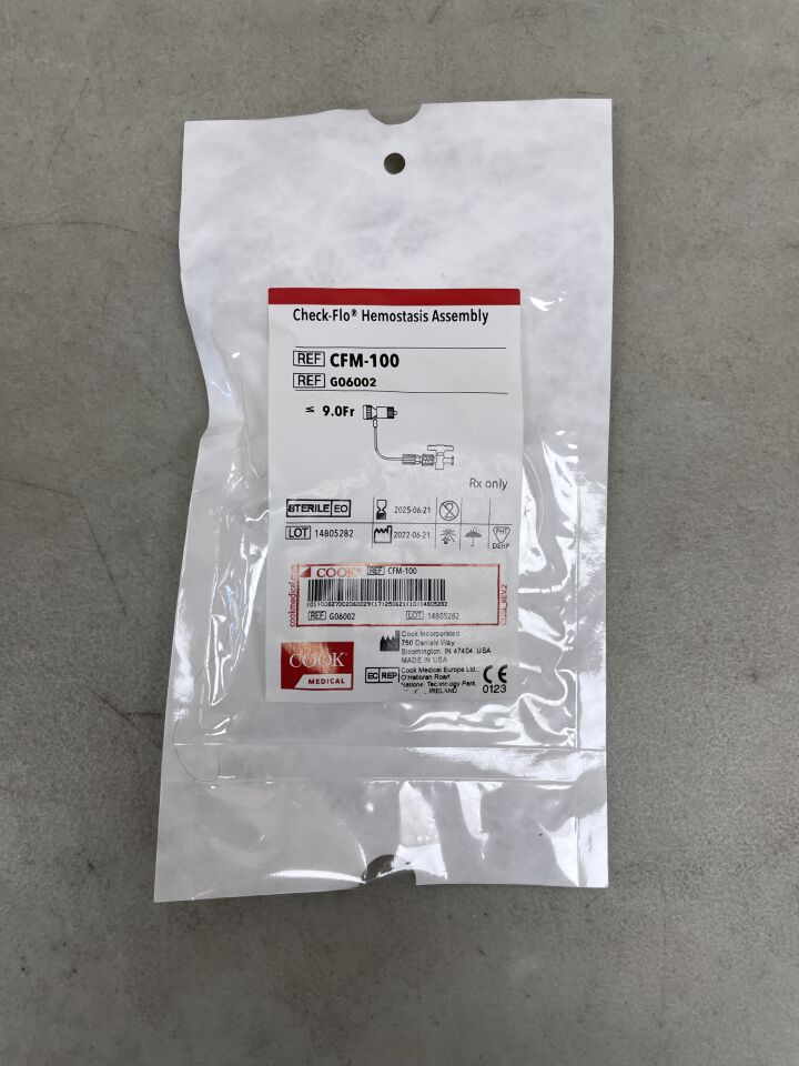 G06002 - COOK - Check-Flo Hemostasis Assembly - CFM-100 - 9Fr, (EA) - ( Expiry Date: 2025-06-21 )