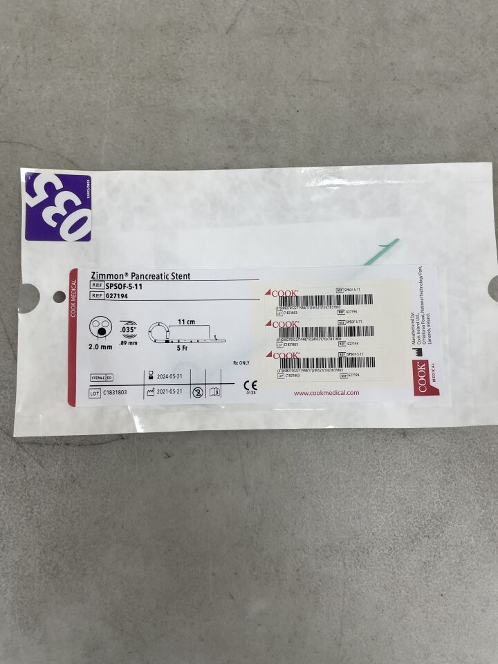 G27194 - COOK - Zimmon Pancreatic Stent - SPSOF-5-11 - 5Fr x 11cm, () - ( Expiry Date: 2024-05-21 )