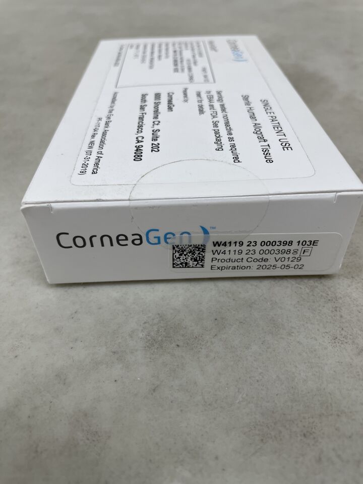 V0129 - CORNEAGEN - OptiGraft Sterile Cornea Half Moon, Split Thickness, 9mm x 4.5mm, (BX/1) - ( Expiry Date: 2025-05-02 )