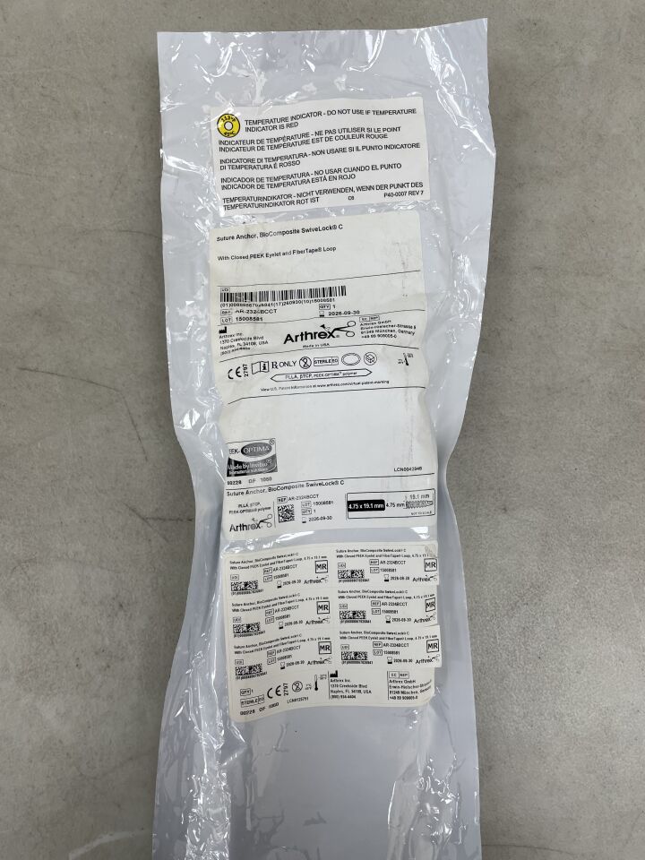 AR-2324BCCT - ARTHREX - BioComposite SwiveLock C Anchor 4.75mm x 19.1mm with FiberTape Loop, (EA) - ( Expiry Date: 2026-09-30 )