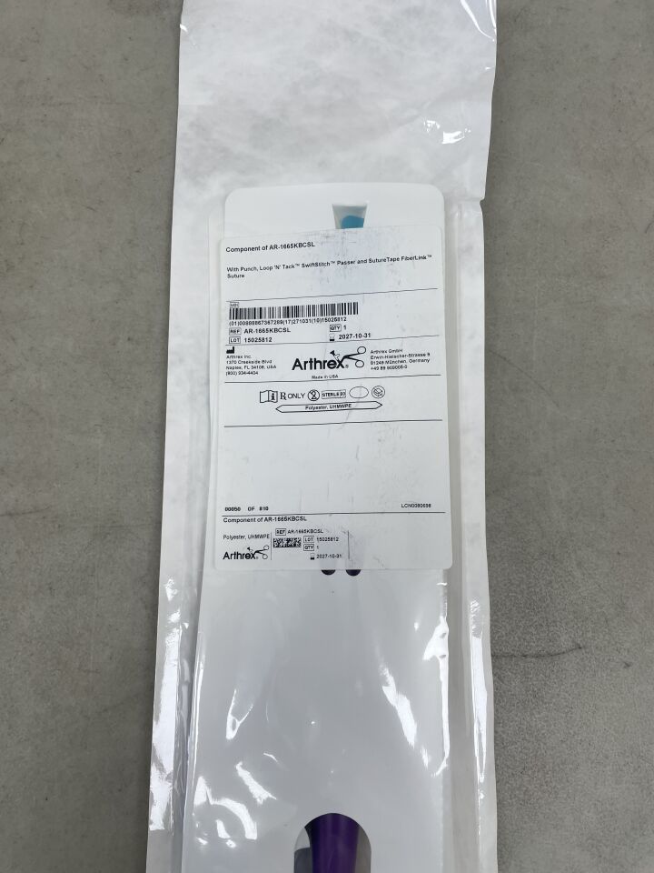 CO-AR-1665KBCSL - ARTHREX - Component of (AR-1665KBCSL) Punch and Loop 'N' Tack SwiftStitch Suture Passer and FiberLink SutureTape, (EA) - ( Expiry Date: 2027-10-31 )