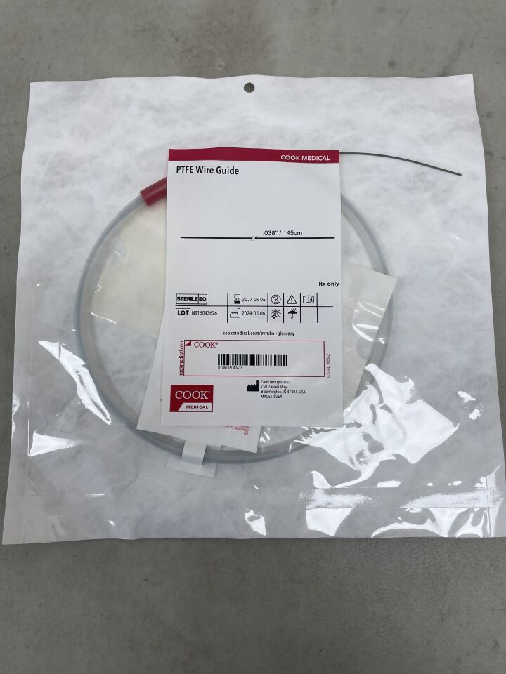 GPTFE38145 - COOK - PTFE Wire Guide, Straight Tip, 038" 145cm , (EA) - ( Expiry Date: 2027-05-06 )