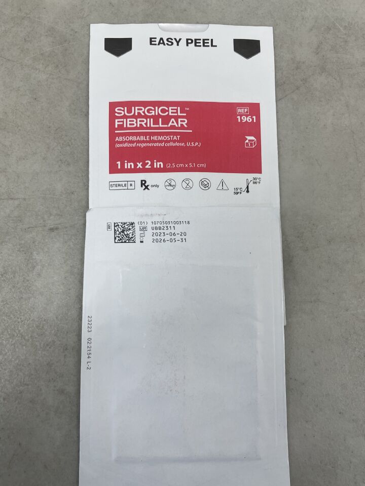 1961  -  ETHICON  -  Surgicel Original Absorbable Hemostat, 1 x 2 in. , ( EA )  -  ( Expiry Date : 2026-05-31 )