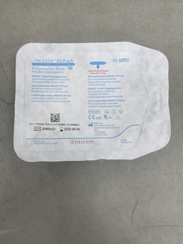 3DPL1 - ETHICON - Prolene 3D Patch Mesh, 2-5/32 x 4-15/16 in., Large with Extended Onlay, (EA) - ( Expiry Date: 2025-09-30 )