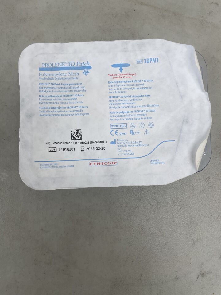 3DPM1 - ETHICON - Prolene 3D Patch Mesh, 2-5/32 x 4-15/16 in., Medium with Extended Onlay, (EA) - ( Expiry Date: 2025-02-28 )