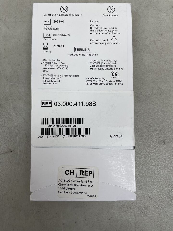 03.000.411.98S - SYNTHES - Sinus Lift For Piezoelectric System, 22.9 x 10.1 x 5mm, (EA) - ( Expiry Date: 2028-01-31 )