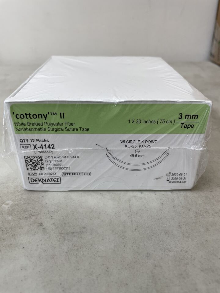 X-4142 - TELEFLEX - Cottony II Suture Tape with Needle, 3 mm, 30 in., (BX/12) - ( Expiry Date: 2025-07-09 )