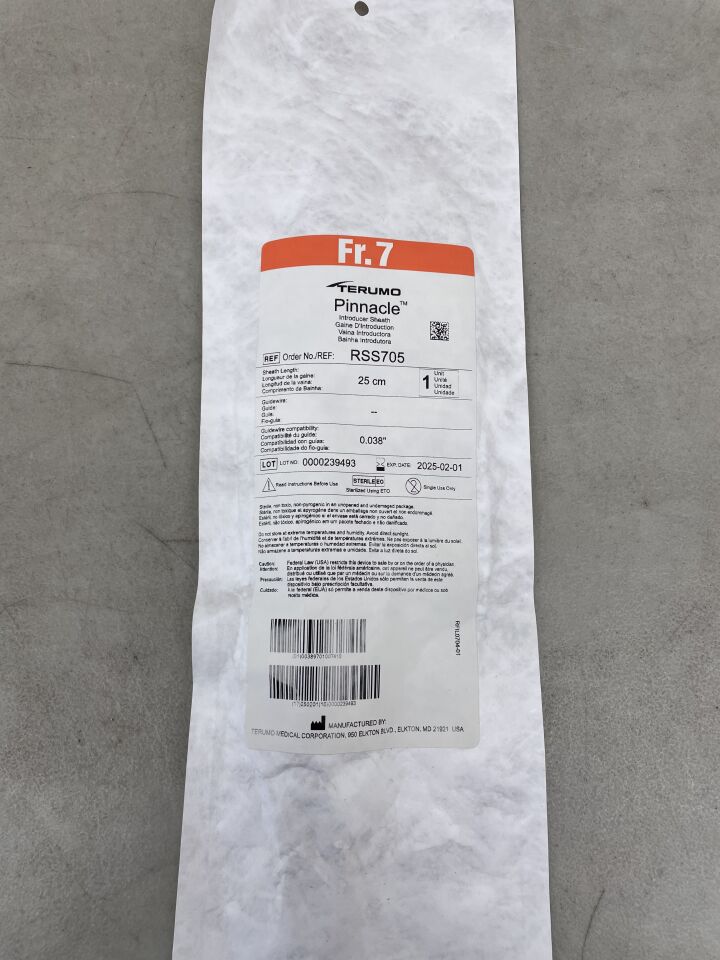 RSS705 - TERUMO - Pinnacle Peripheral Introducer Sheath 7F x 25cm, (EA) - ( Expiry Date: 2025-02-01 )