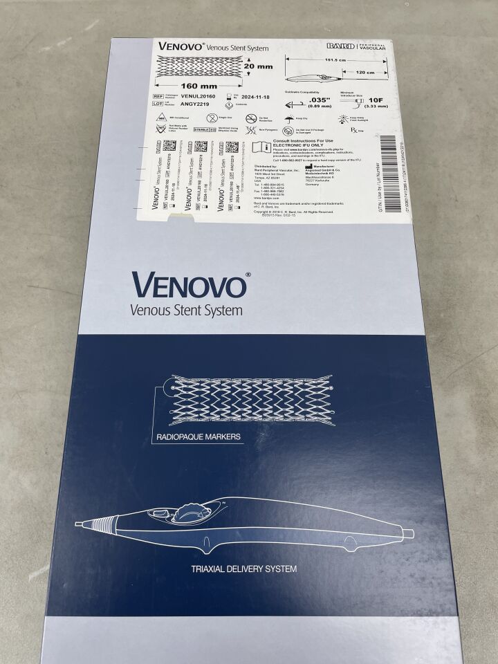 VENUL20160 - BARD - VENOVO Venous Stent System - 20mm x 160mm x 120cm, (BX/1) - ( Expiry Date: 2024-11-18 )