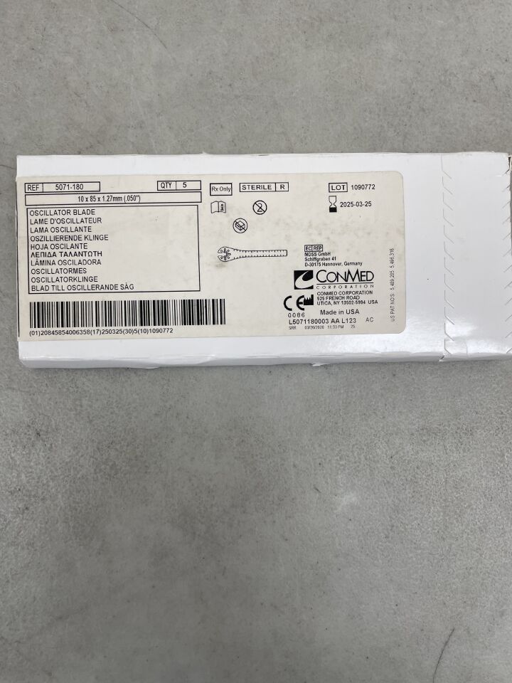 5071-180 - CONMED - Oscillator Blade, 10 x 85 x 1.27mm, (BX/5) - ( Expiry Date: 2025-03-25 )