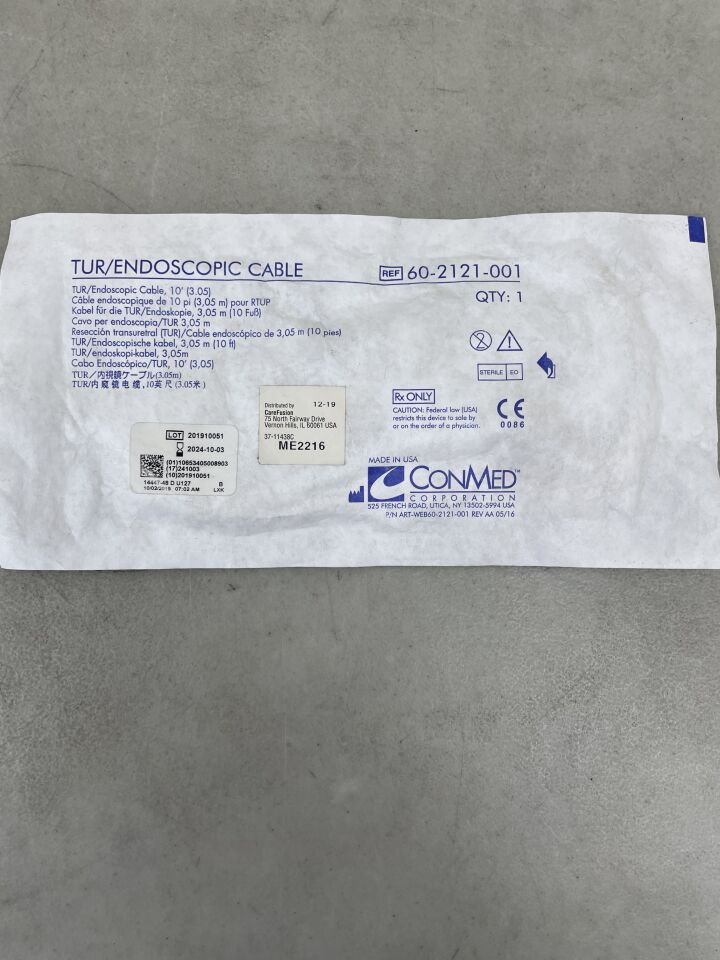 60-2121-001 - CONMED - TUR/Endoscopic Cable, Monopolar for ACMI 10', (EA) - ( Expiry Date: 2024-10-03 )