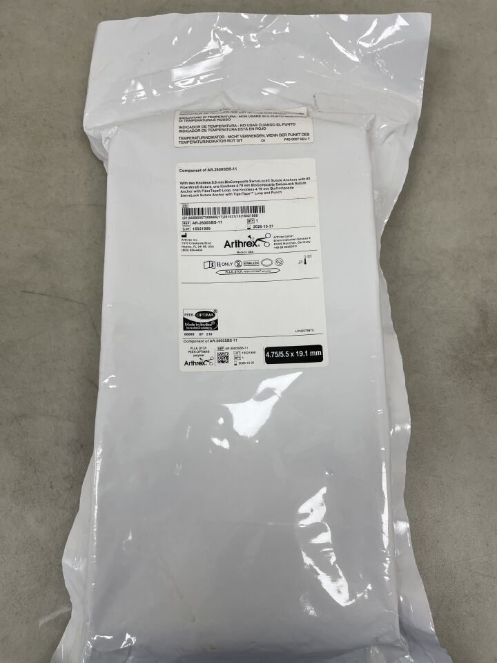 CO-AR-2600SBS-11  -  ARTHREX  -  Component of (AR-2600SBS-11) 5.5MM KNOTLESS SWIVELOCK ANCHORS W/ #2 FIBERWIRE SUTURE  , ( EA )  -  ( Expiry Date : 2026-10-31 )