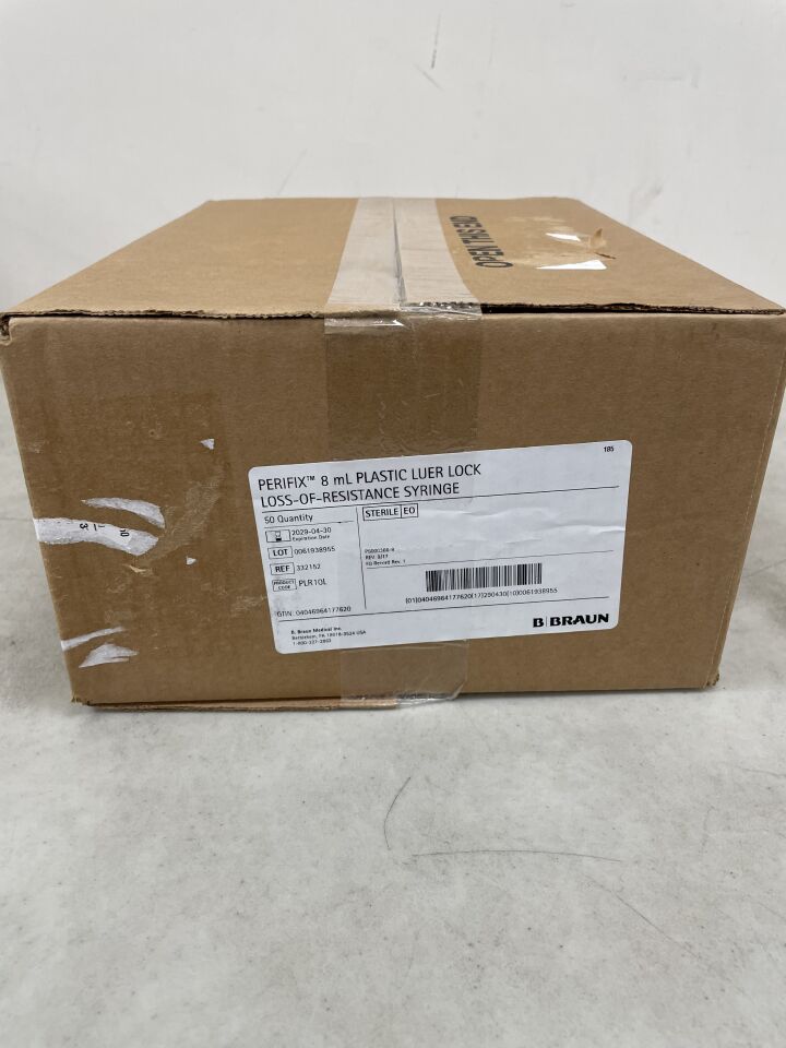 332152 - B BRAUN - Plastic Luer Lock Loss-of-Resistance Syringe, 8cc, (BX/50) - ( Expiry Date: 2029-04-30 )