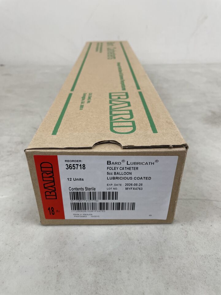365718 - BARD - BARDEX LUBRICATH Hydrogel Foley Catheter, 18 Fr, 5 mL, (BX/12) - ( Expiry Date: 2026-08-28 )