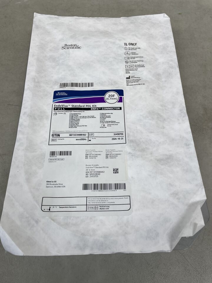 0904  -  BOSTON SCIENTIFIC  -  EndoVive Standard PEG Kit Percutaneous Endoscopic Gastrostomy Kit ENFit , (  )  -  ( Expiry Date : 2026-10-31 )
