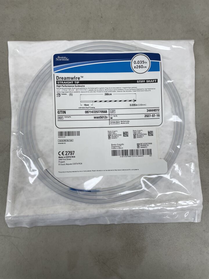 5612  -  BOSTON SCIENTIFIC  -  Dreamwire High Performance Guidewire - Straight Tip, Stiff Shaft - .035'' x 260cm , ( EA )  -  ( Expiry Date : 2027-07-16 )