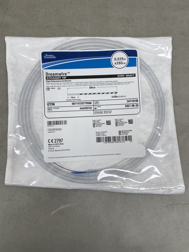 5612  -  BOSTON SCIENTIFIC  -  Dreamwire High Performance Guidewire - Straight Tip, Stiff Shaft - .035'' x 260cm , ( EA )  -  ( Expiry Date : 2027-08-26 )
