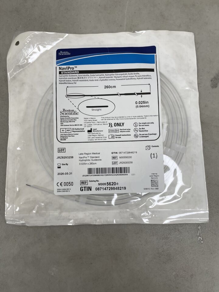 5620  -  BOSTON SCIENTIFIC  -  NaviPro Hydrophilic Guidewire - Standard, Straight - .025" x 260cm , ( EA )  -  ( Expiry Date : 2026-05-31 )