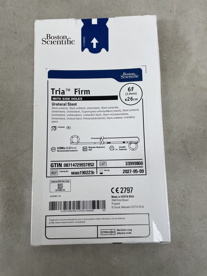 190223  -  BOSTON SCIENTIFIC  -  Tria Firm Ureteral Stent with Side Holes, 6F x 26CM , ( BX/1 )  -  ( Expiry Date : 2027-05-09 )